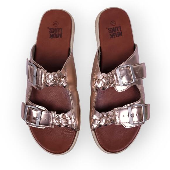 Muk Luks Metallic Buckle Sandals Jaycee Slip-On Size 10 Resort Vacation Boho - Picture 6 of 7